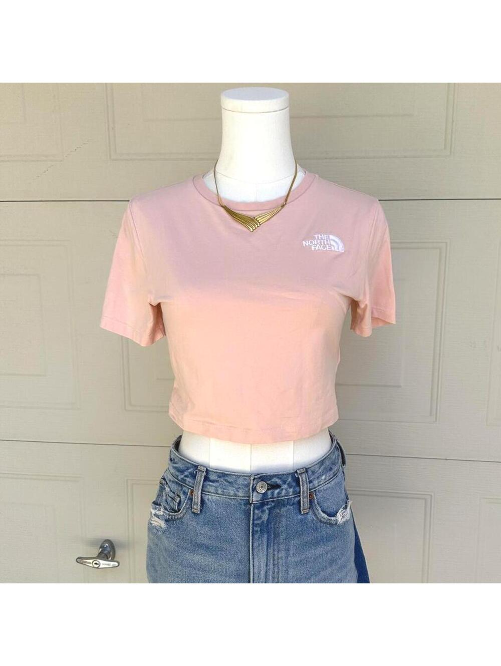 The North Face Embroidered Baby Pink Cropped T-Shirt (M)